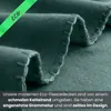 Close-up of a folded dark teal fleece blanket with decorative stitching along the edge. A green ribbon with the word 'eco' is overlaid on the top left. Náhľad obrázku produktu
