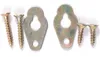 A set of picture hanging hardware, including screws and mounting plates, laid out on a white background. Náhľad obrázku produktu