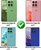 A collage of four different colored Motorola Edge smartphones, each displayed with its name and screen size. Produktbild-Vorschau