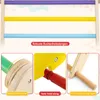A collage of images showing details of a wooden climbing triangle for children, including its bars, rounded edges, and secure connections. Produktbild-Vorschau