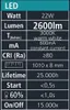 A table of technical specifications for an LED light. Produktbild-Vorschau