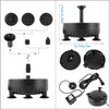 A collage of images showing a solar-powered water pump and its accessories, with diagrams illustrating assembly and dimensions. Podgląd zdjęcia produktu