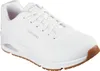 A white Skechers sneaker shown from a side-diagonal angle against a white background. Produktbild-Vorschau