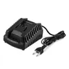 A black battery charger with a power cord and plug, shown on a white background. Produktbild-Vorschau