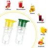 Collage of juice drinks and juicing tools. Produktbild-Vorschau
