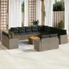 Grau 14-tlg. Garten-Sofagarnitur mit Kissen Grau Poly Produktbild-Vorschau 1