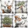 Set di 4 cuscini natalizi con renne 45x45cm bianco grigio Anteprima dell’immagine prodotto 1