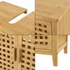 A collage of four close-up images of a bamboo bathroom cabinet. Náhled obrázku produktu