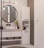 A modern bathroom vanity with a sink, mirror, and a tall cabinet. Produktbild-Vorschau