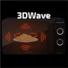 A black microwave oven with a graphic overlay showing how its 3D Wave technology heats food. Anteprima dell’immagine prodotto