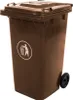 A brown wheeled trash bin on a white background. Anteprima dell’immagine prodotto