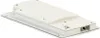 A white electronic device with a flat base and a curved top, shown from a diagonal angle. Produktbild-Vorschau