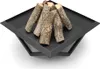 A black metal fire pit with logs inside, shown on a white background. Produktbild-Vorschau