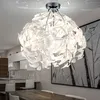 Deckenleuchte, Metall, Blätter-Design, Chrom, weiß, H 58 cm Produktbild-Vorschau 3