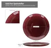 A product image showing a red glass dinner plate with a detailed view and size specifications. Produktbild-Vorschau
