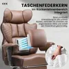 A close-up marketing image of a brown ergonomic office chair, highlighting its internal spring system for lumbar support. Podgląd zdjęcia produktu