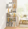 A modern, S-shaped bookshelf filled with decorative items and books, placed in a living room setting next to a sofa and coffee table. Náhľad obrázku produktu