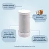 A water filter cartridge is shown with descriptive text boxes highlighting its features and benefits. Produktbild-Vorschau