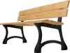 A park bench with wooden slats and cast iron legs, shown against a white background. Produktbild-Vorschau