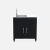 A black outdoor kitchen unit with a stainless steel sink and faucet, presented against a plain light gray background. Anteprima dell’immagine prodotto