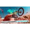 A dynamic scene of extreme sports with cyclists and skydivers in a mountainous landscape. Produktbild-Vorschau
