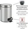 WENKO poubelle à pédale 3 LEMAN inox déchets cosmétiques Voir les images du produit 2
