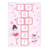 A hopscotch rug with numbers and illustrations of ballerinas and a bunny. Podgląd zdjęcia produktu