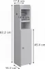 A 3D rendering of a white toilet paper cabinet with dimensions indicated. Produktbild-Vorschau