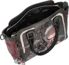 A close-up view of an open handbag with a Parisian-themed design. Produktbild-Vorschau