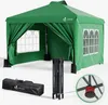 A green pop-up canopy tent is shown with its frame and carrying bag. Produktbild-Vorschau
