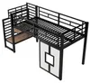 Lit mezzanine en métal 90x200 cm avec escalier, espace de Voir les images du produit 7