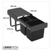 Ekotech EKKO.33 vestavný odpadkový koš 90054162EKJ 2x7 + 15 Náhled obrázku produktu 3