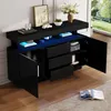 Merax Sideboard mit LED, Kommode mit Acryl und Glasböden, Produktbild-Vorschau 3