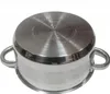 The bottom of a stainless steel pot is shown against a white background. Voir les images du produit