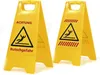 Two yellow warning signs with a "slipping hazard" symbol and text in German. Produktbild-Vorschau