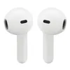 A pair of white wireless earbuds is shown against a plain white background. Podgląd zdjęcia produktu
