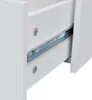 Close-up of a white drawer with metal drawer slides. Produktbild-Vorschau