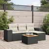 vidaXL 5-tlg. Garten-Sofagarnitur mit Kissen Schwarz Poly Produktbild-Vorschau 2