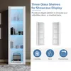 OKWISH Vitrine Haute Avec LED Intégrée, 3 Étagères En Verre Voir les images du produit 6