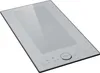 A white induction cooktop with a glass surface and touch controls, shown from a slightly elevated angle against a white background. Produktbild-Vorschau