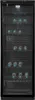 A tall, black glass-door beverage cooler filled with bottles of water. Produktbild-Vorschau