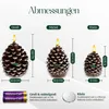 A size chart showing three LED pinecone candles of different sizes, with dimensions and battery information. Produktbild-Vorschau