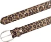 A close-up view of a leopard print belt with a silver buckle against a white background. Produktbild-Vorschau