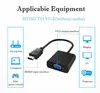 Diagram showing an HDMI to VGA adapter and applicable equipment. Produktbild-Vorschau