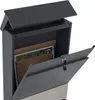 A close-up view of a dark gray mailbox with its front door open, revealing mail inside. Voir les images du produit