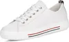 A white sneaker with red, black, and blue stripes on the sole. Produktbild-Vorschau