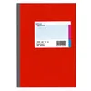 A red notebook with a label showing product details. Podgląd zdjęcia produktu