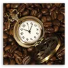 Leinwandbild Lila Uhr und Kaffeebohnen 50x50 Feeby Braun Produktbild-Vorschau 3