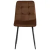 A brown upholstered chair with black metal legs, shown from the front against a white background. Produktbild-Vorschau