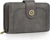 TEUEN Große Damen Geldbörse Vintage Leder RFID Schutz Grau Produktbild-Vorschau 1